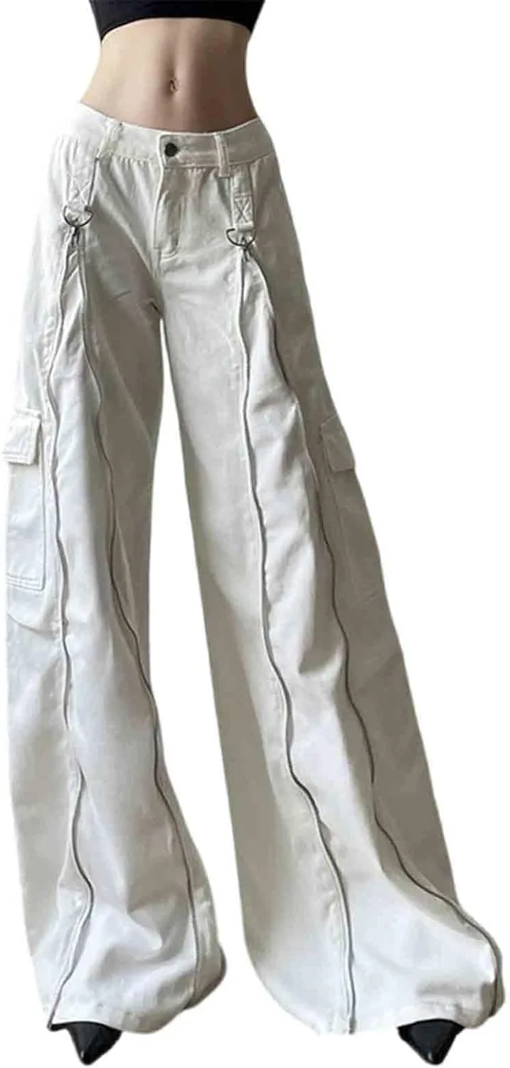 

Женские джинсы Zipper Split Wide Leg с карманами, повседневные брюки в пол CBDAO