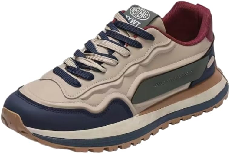 

Мужские дышащие кроссовки весна 2025 года с низким верхом - толстая амортизирующая резиновая подошва, верх из суперфибрового синтетического материала, шнуровка, для активного отдыха и повседневного ношения (бежевый/синий/зеленый) Clolinde