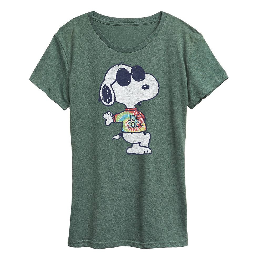 

Женская футболка с рисунком Peanuts Snoopy Joe Cool Tie Dye Licensed Character, цвет Heather Green