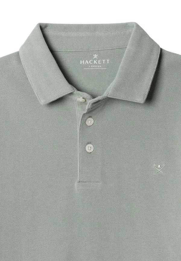 Однотонная рубашка-поло пике ss Hackett London, Sage Green — фото 3