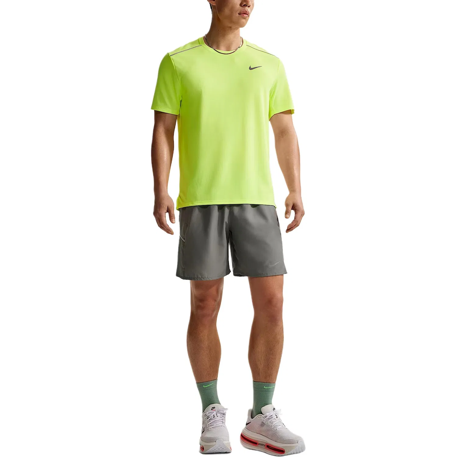 Футболка для бега Dri Fit Miler мужская Nike, Neon Ice Yellow/Light Yellow Green — фото 3