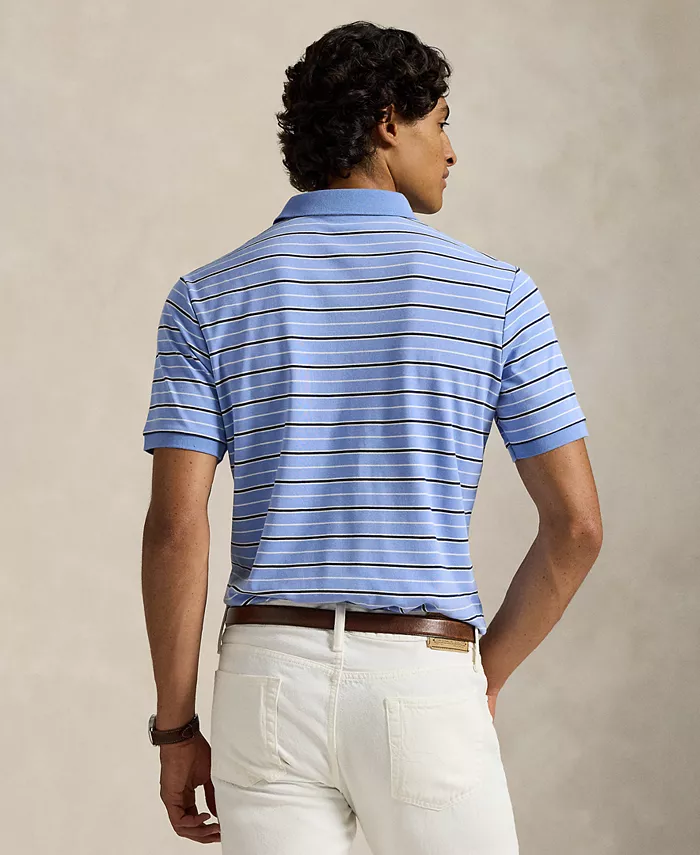 Мужская поло с короткими рукавами в полоску Polo Ralph Lauren, синий — фото 4