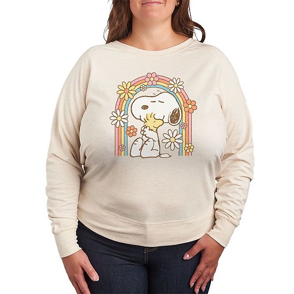 

Футболка с длинным рукавом French terry Plus size Peanuts Snoopy & Woodstock retro flower rainbow Licensed Character, Birch, Коричневый, Футболка с длинным рукавом French terry Plus size Peanuts Snoopy & Woodstock retro flower rainbow Licensed Character, 