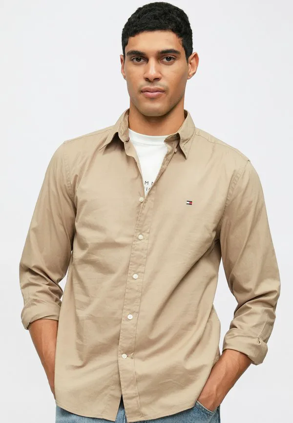 Рубашка из поплина стандартного кроя th flex Tommy Hilfiger, Coastal Taupe — фото 4