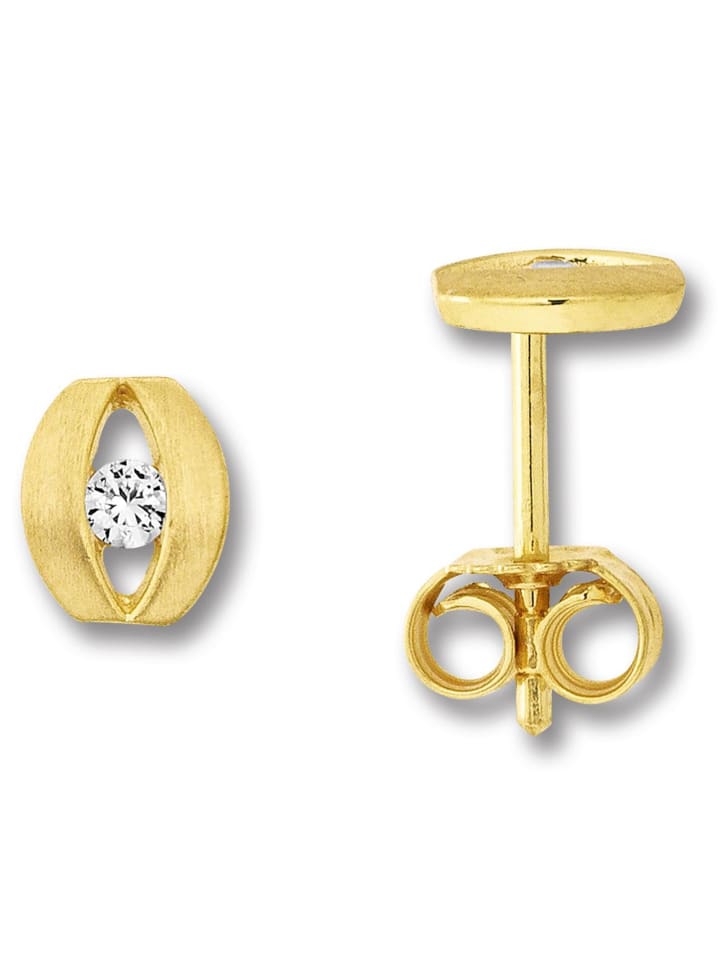 

ONE ELEMENT Серьги-гвоздики с цирконием, из желтого золота 333 пробы