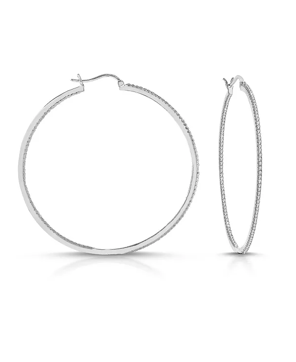 

Тонкие большие серьги-кольца с ослепительно цветными кубическими цирконами Rachel Glauber, clear