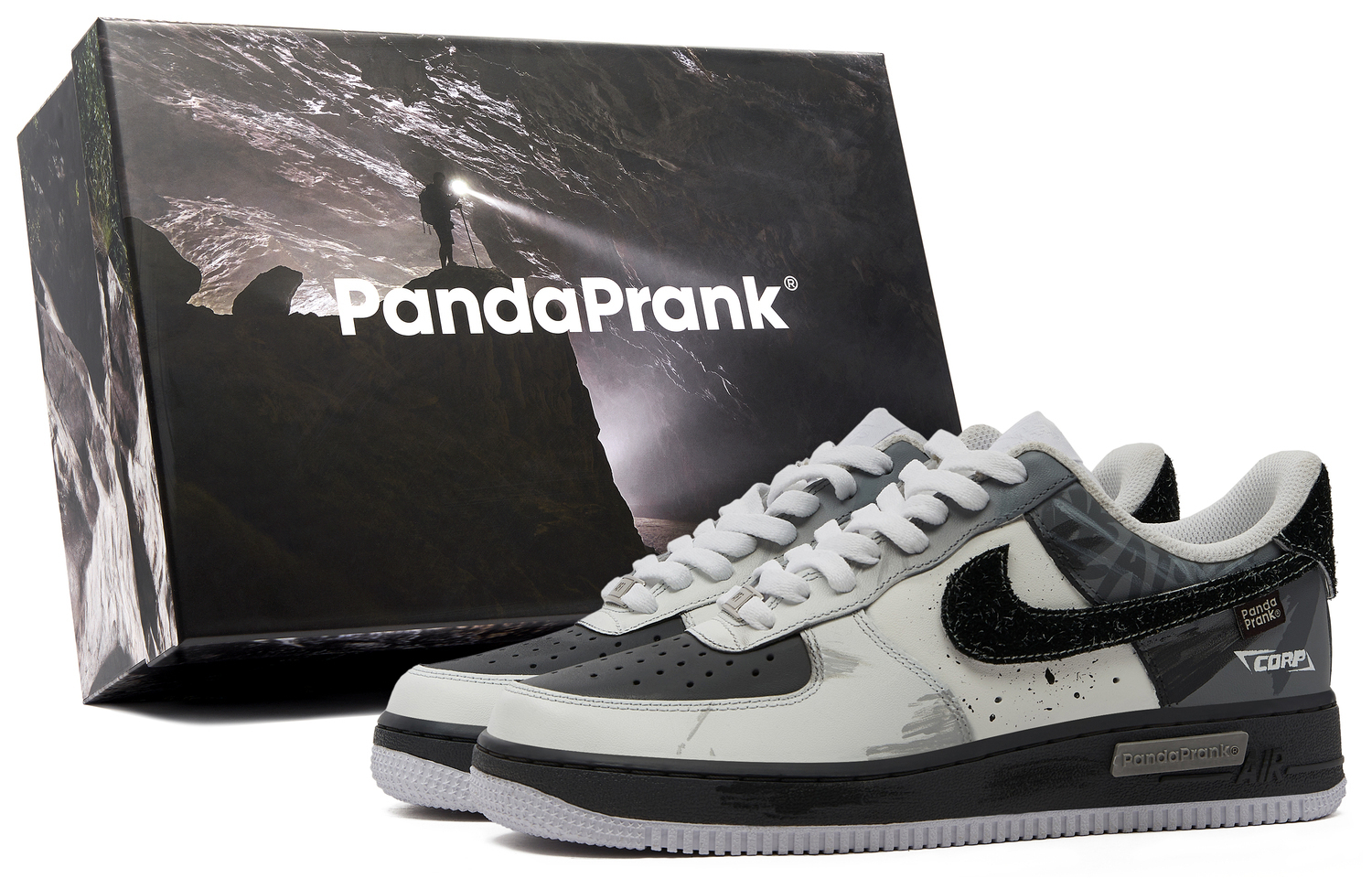 

Nike Air Force 1 Антискользящие Износостойкие Низкие Кроссовки для Скейтбординга Мужские Черно-Серые