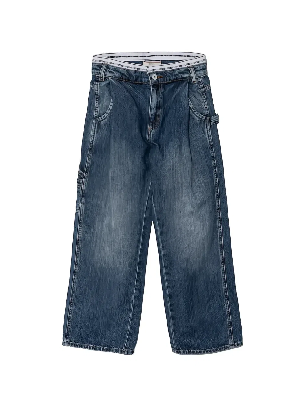 Джинсы с логотипом на резинке GUESS Kids, синий