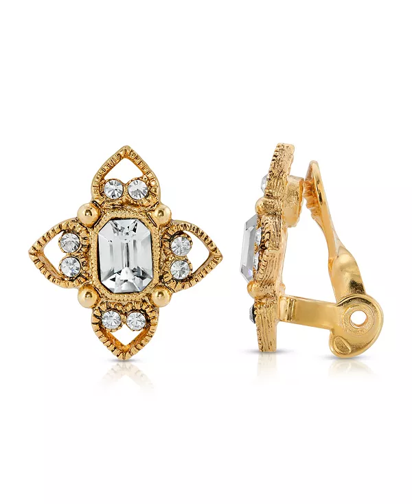 

Серьги-Клипсы с цветочным узором из прозрачных кристаллов золотистого оттенка 2028, gold