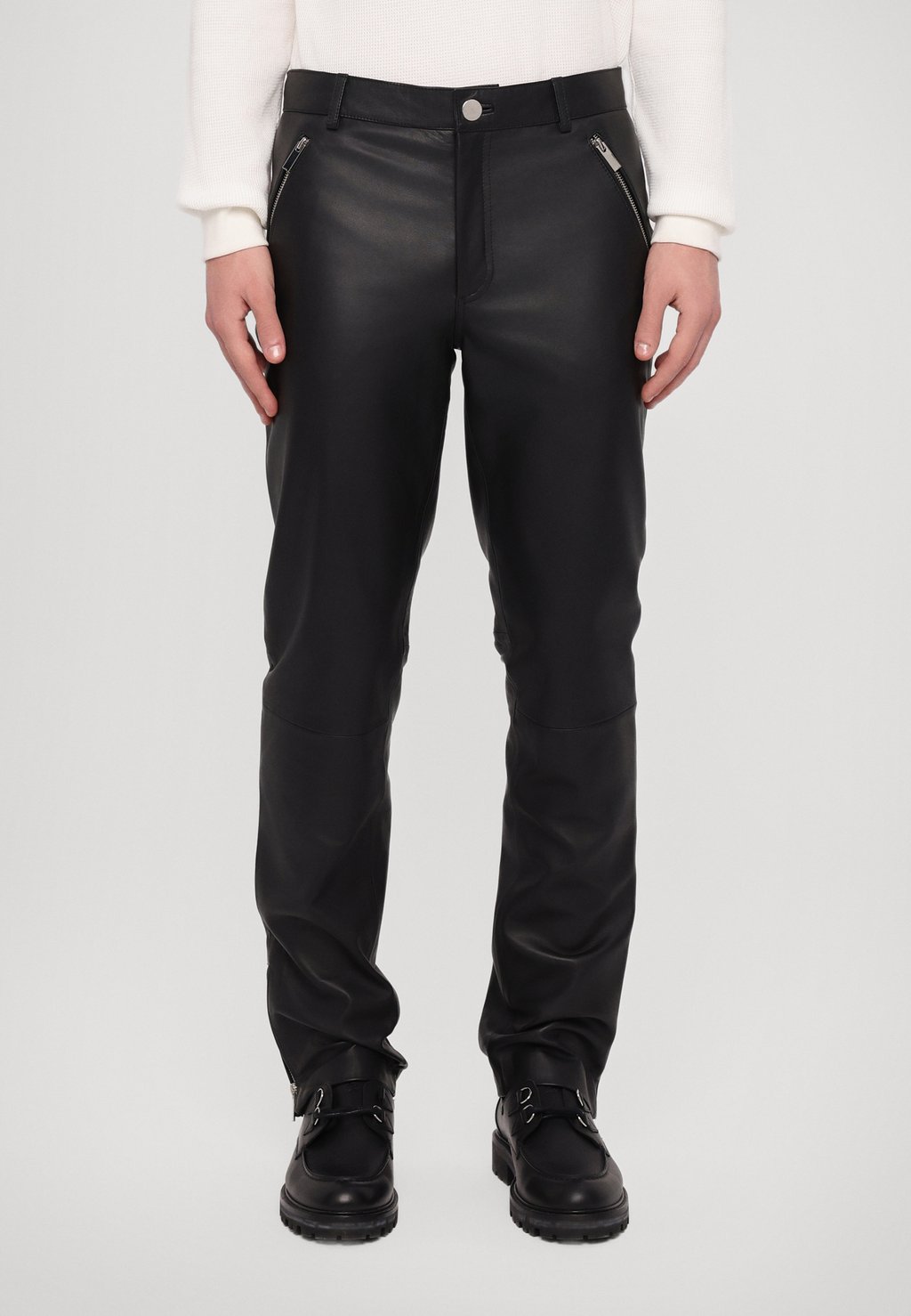

Кожаные брюки JAMES ZIPPER PANTS STUDIO ID, черный