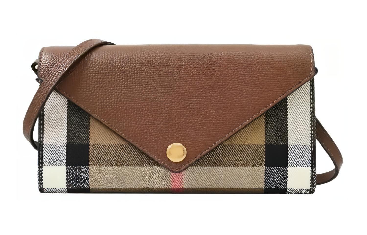 

Burberry Холщовая сумка клатч с кожаной вставкой малая женская коричневая разноцветная