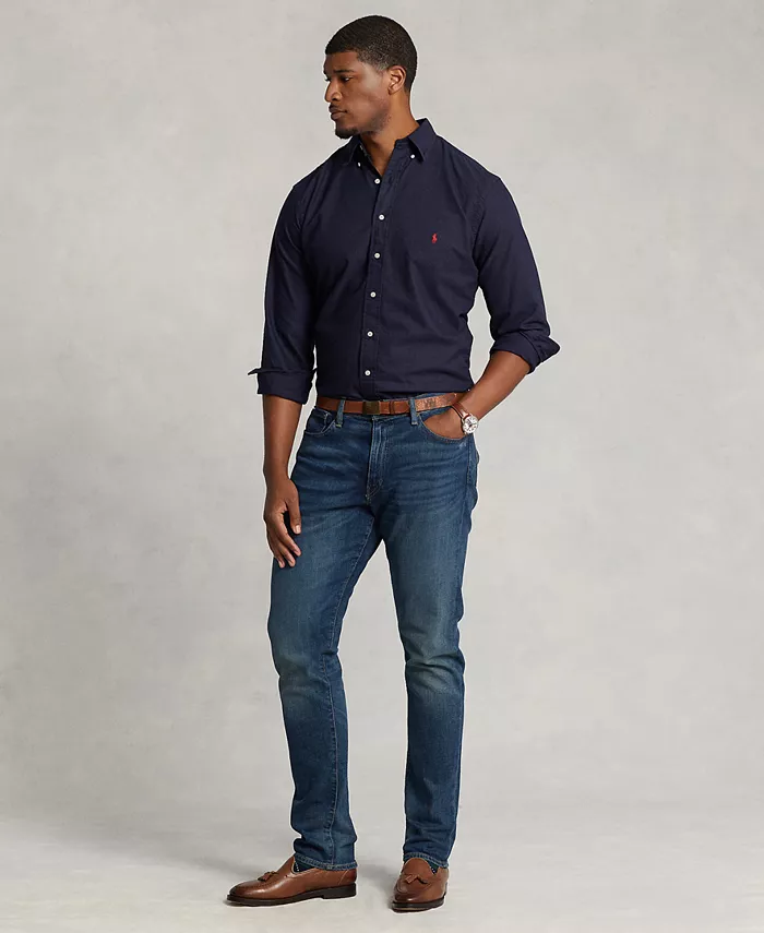 Мужская классическая оксфордская рубашка с длинным рукавом Big & Tall Polo Ralph Lauren, синий — фото 4