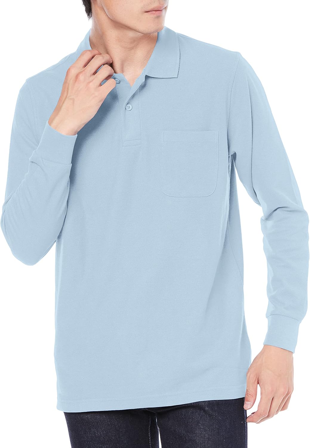 

Мужская поло-рубашка LIFEMAX MS3115 из ткани CVC Pique Dry с длинными рукавами и карманами, синий