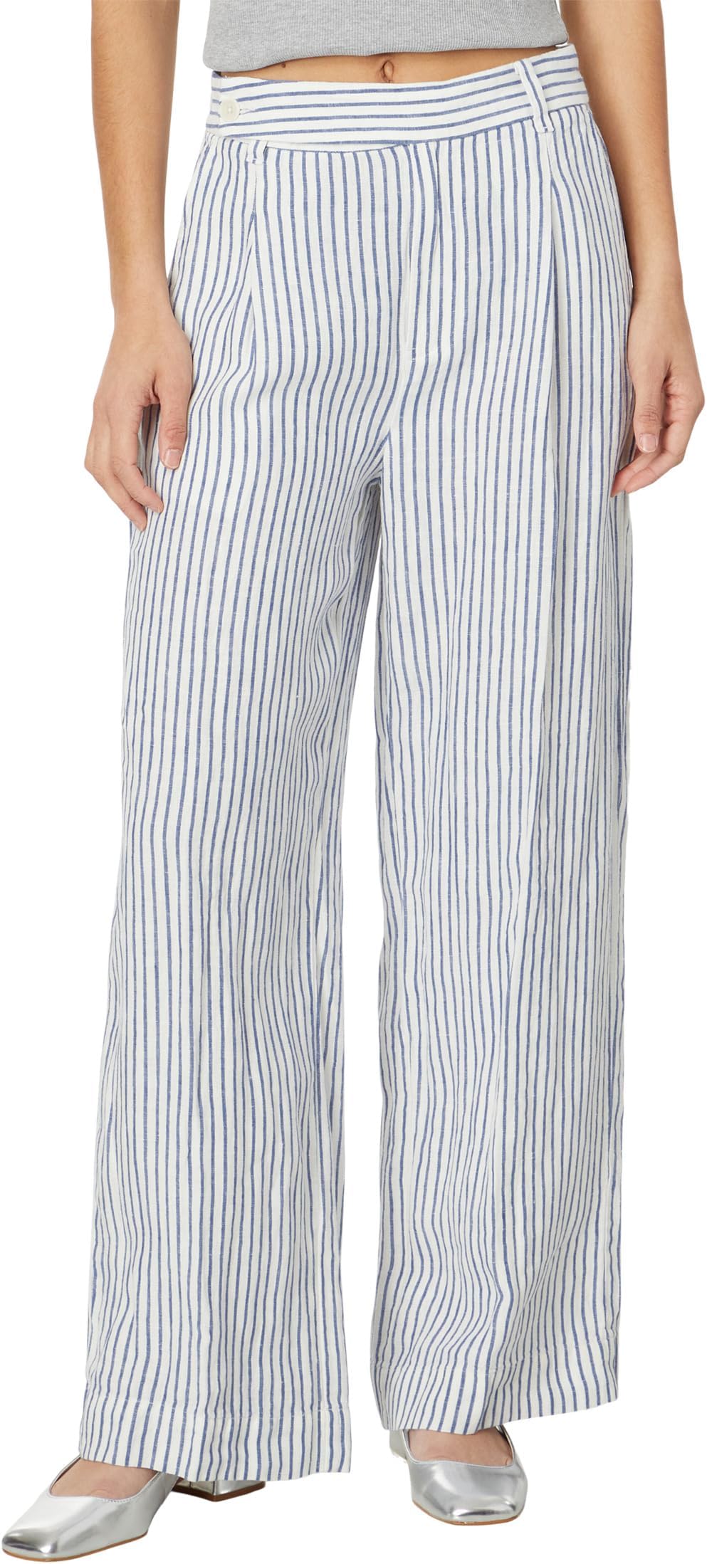 

Брюки Madewell The Harlow Wide-Leg Pant in 100% Linen, цвет Bluestone