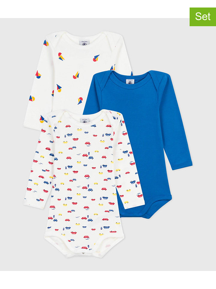 

PETIT BATEAU Комплект из 3 боди бело-голубого цвета