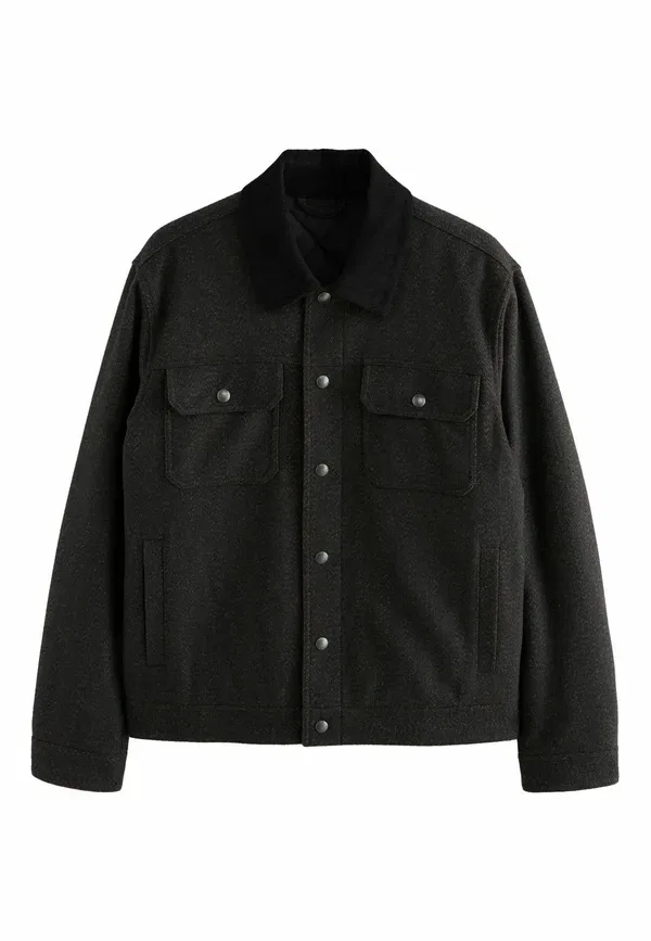 Куртка Regular fit herringbone trucker light jacket Next, коричневый