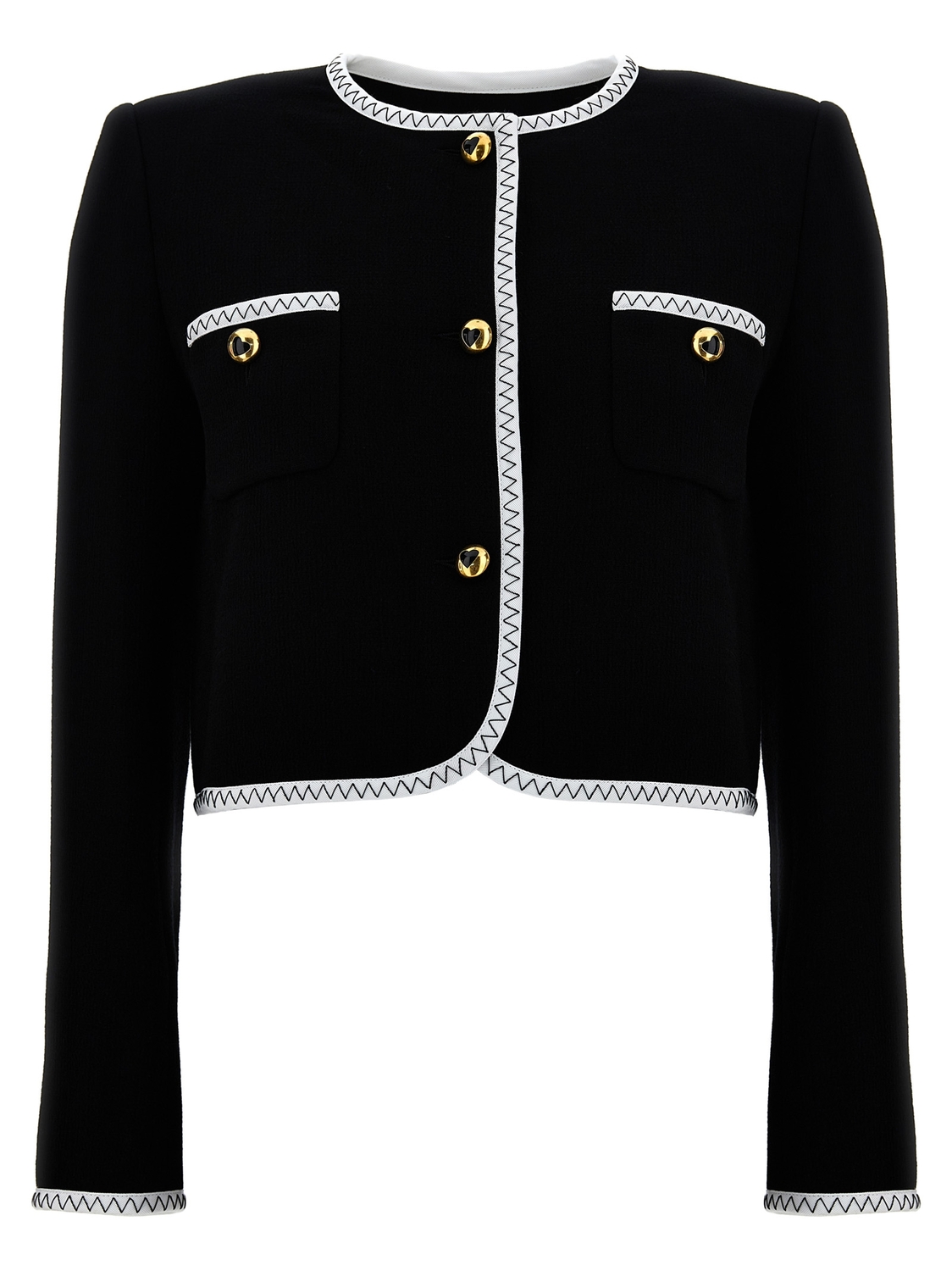 

Короткий жакет из крепа Moschino, белый/черный