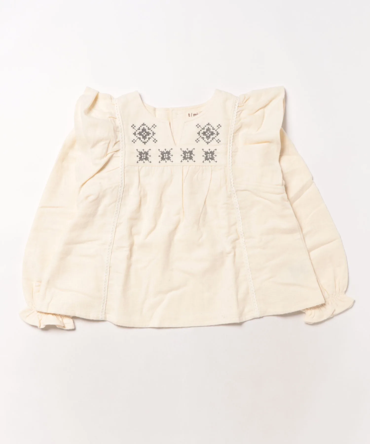 Детская блузка-туника с флисом и вышивкой TARKER Viera off-white