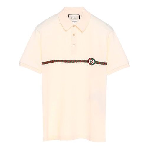 

Футболка Gucci GG Embroidered Short Sleeve Polo Shirt For Men Beige, кремовый