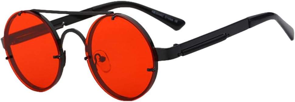

Винтажные красные солнцезащитные очки в стиле стимпанк для мужчин, круглые, из сплава металла, ретро, ​​тонированные, для женщин в готическом стиле, SUN266 Generic, Mty151 Red Black