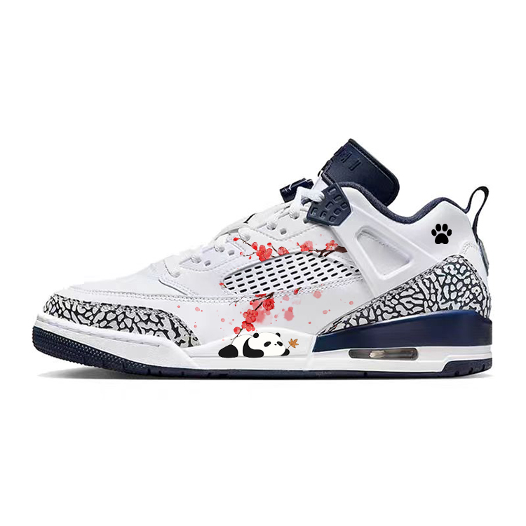 

Jordan Баскетбольные кроссовки Spizike Red Plum Panda Bear с низким верхом, износостойкие и нескользящие, винтажные, мужские, белого и синего цветов