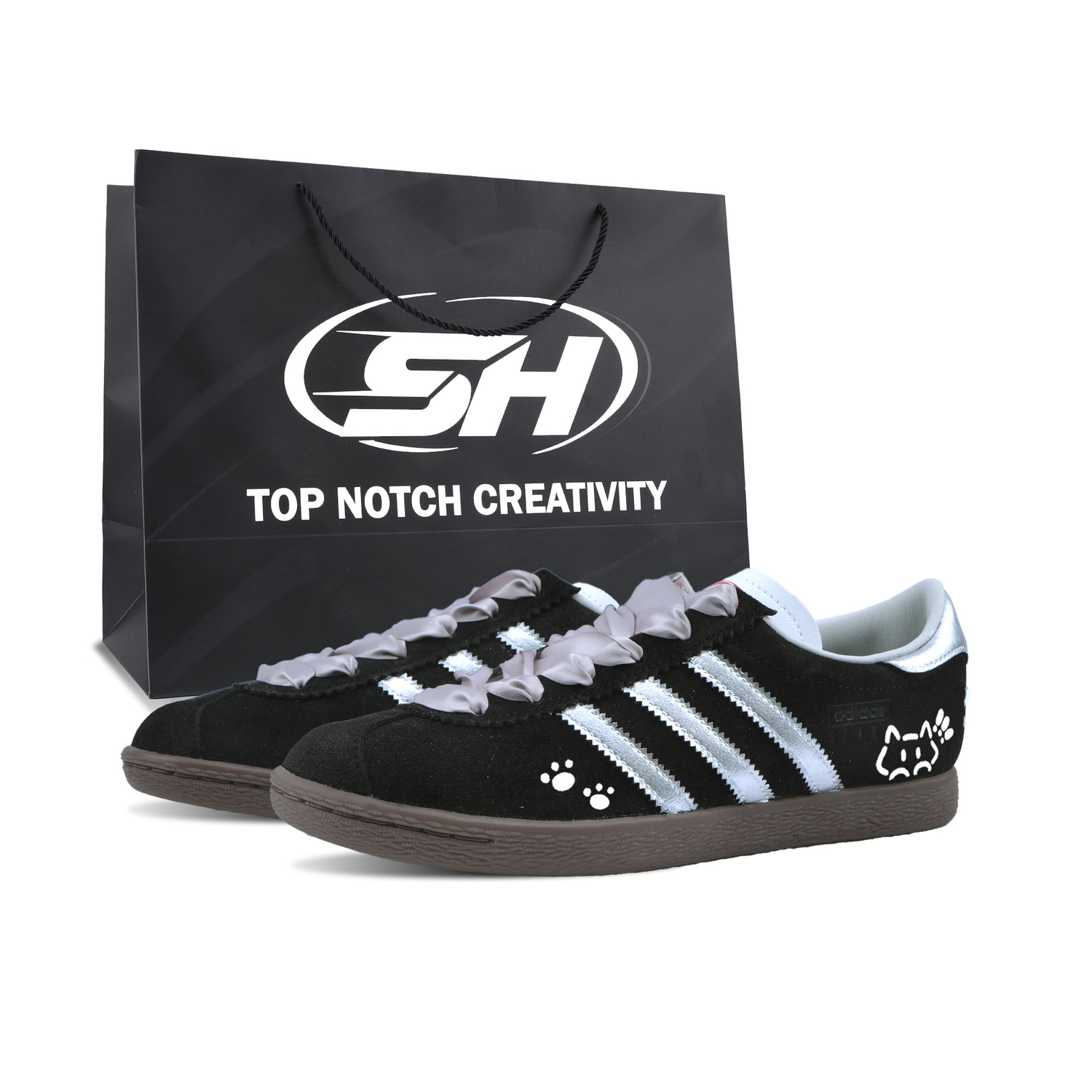 

Adidas Originals Stadt Cat Series Jet Black, специальная сумка для покупок из износостойкого и легкого замша Low top