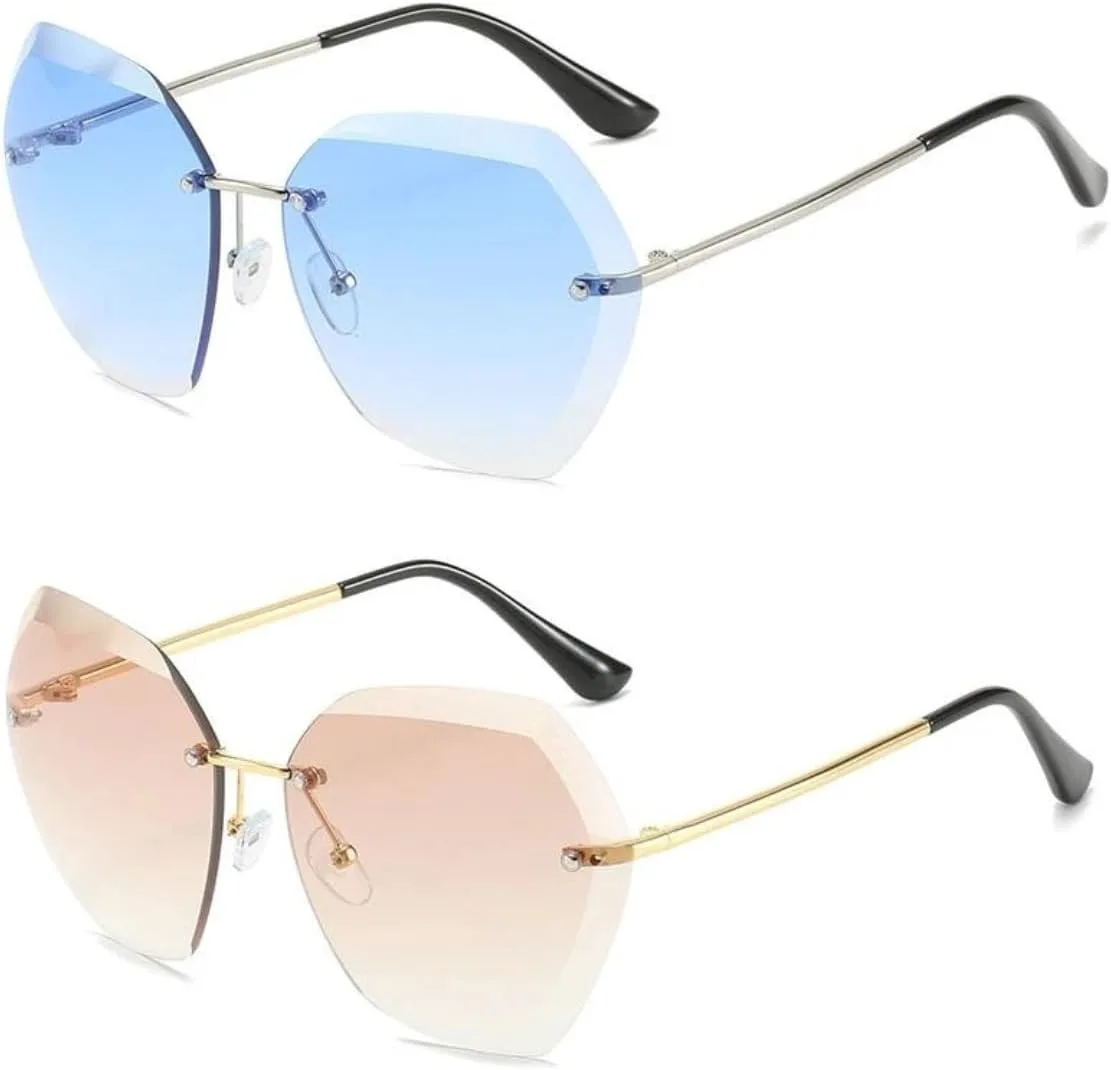 

Винтажные солнцезащитные очки-пилот без оправы для женщин и мужчин, ретро-стиль, линзы с градиентной оправой, защита от ультрафиолета UV400 UQKY, Cranber 1