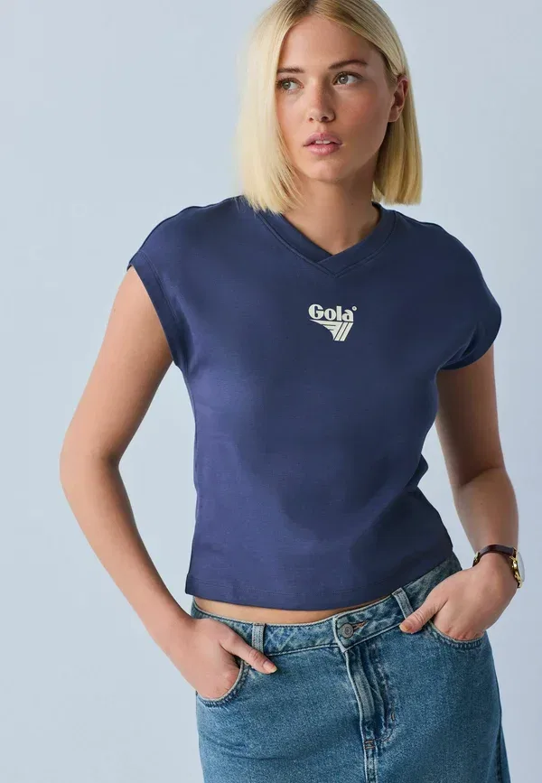 Футболка Regular Fit Gola Official License V-Neck Short Sleeve Interlock T-Shirt Print T-Shirt Next, темно-синий