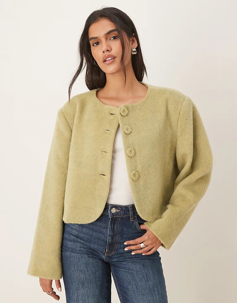 

Укороченная куртка VRG GRL со структурированными плечами в цвете шалфея