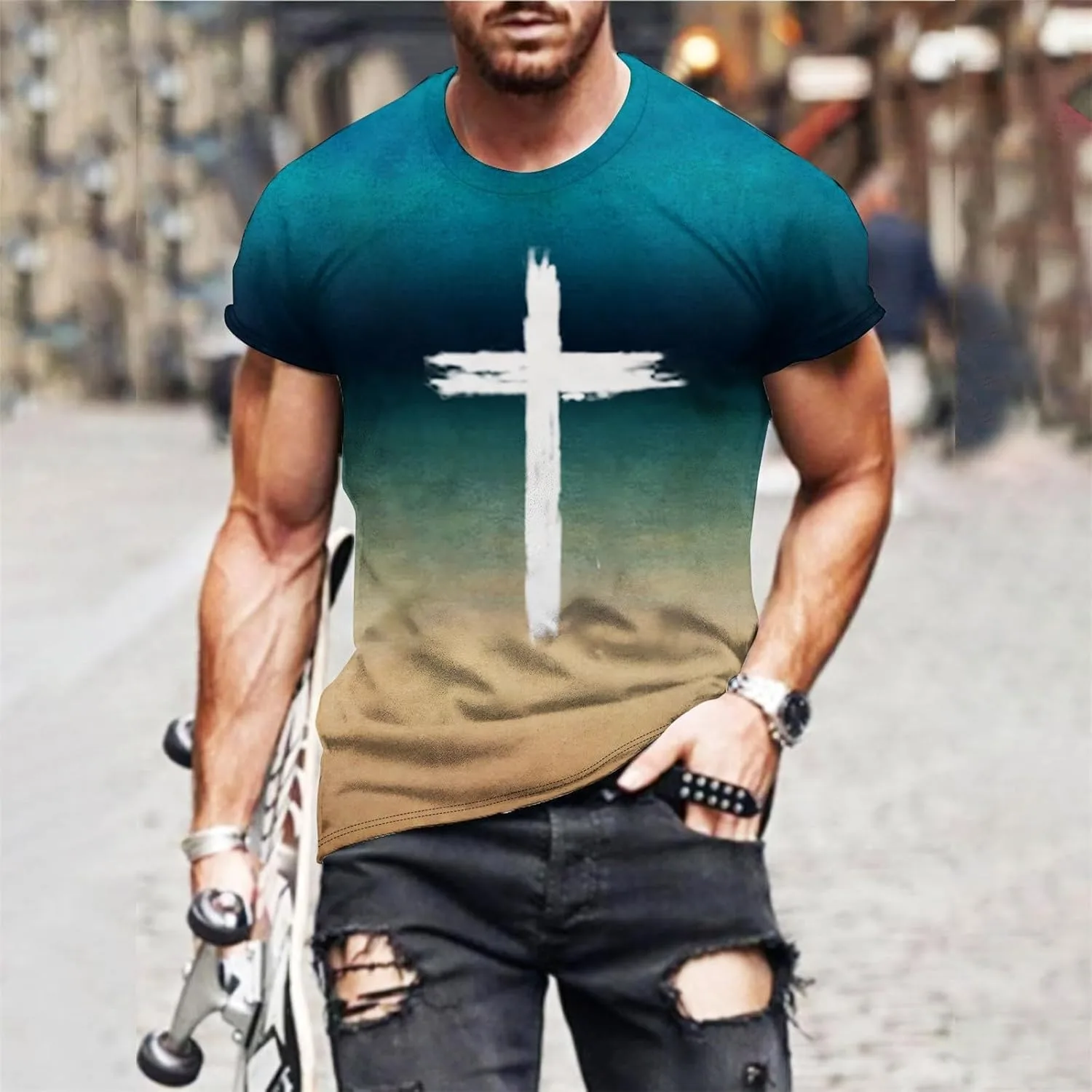 Футболка мужская Jesus Cross Graphic, короткий рукав, Muscle Fit — фото 2