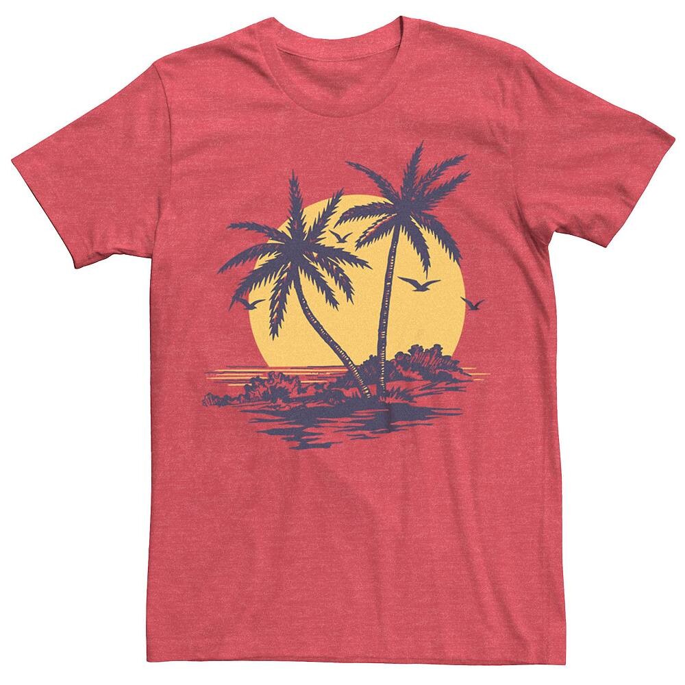 

Мужская футболка с рисунком Palm Trees Sunset Beach Generic, цвет Red Heather