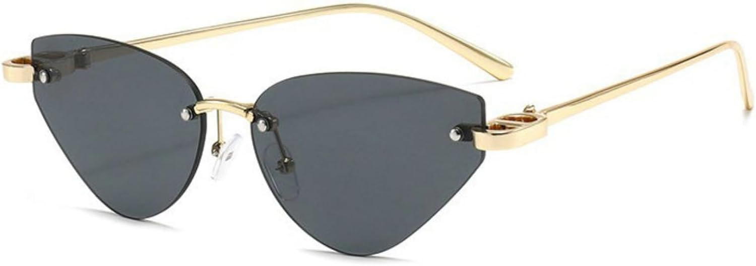 

Willochra Сексуальные солнцезащитные очки «кошачий глаз» для женщин, без оправы, роскошная металлическая рама, защита от УФ-излучения UV400, солнцезащитные очки для активного отдыха, винтажные очки в стиле Y2K, C1