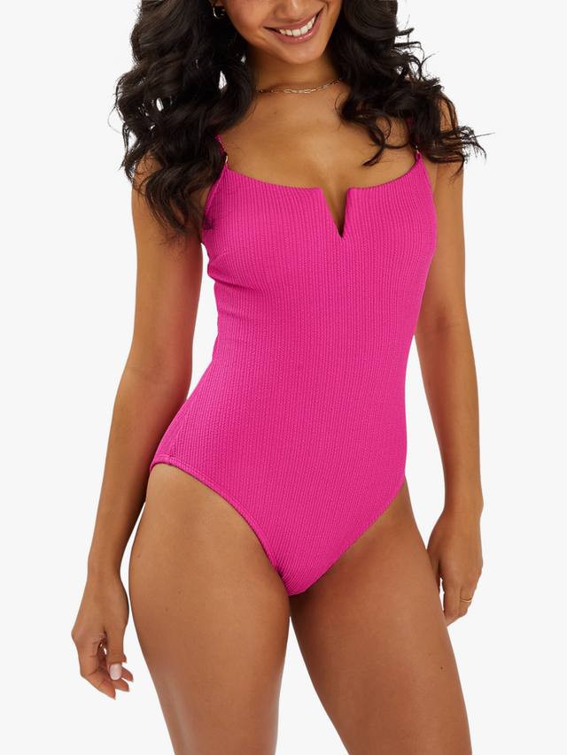 

Текстурированный купальник с V-образным вырезом Accessorize, Pink