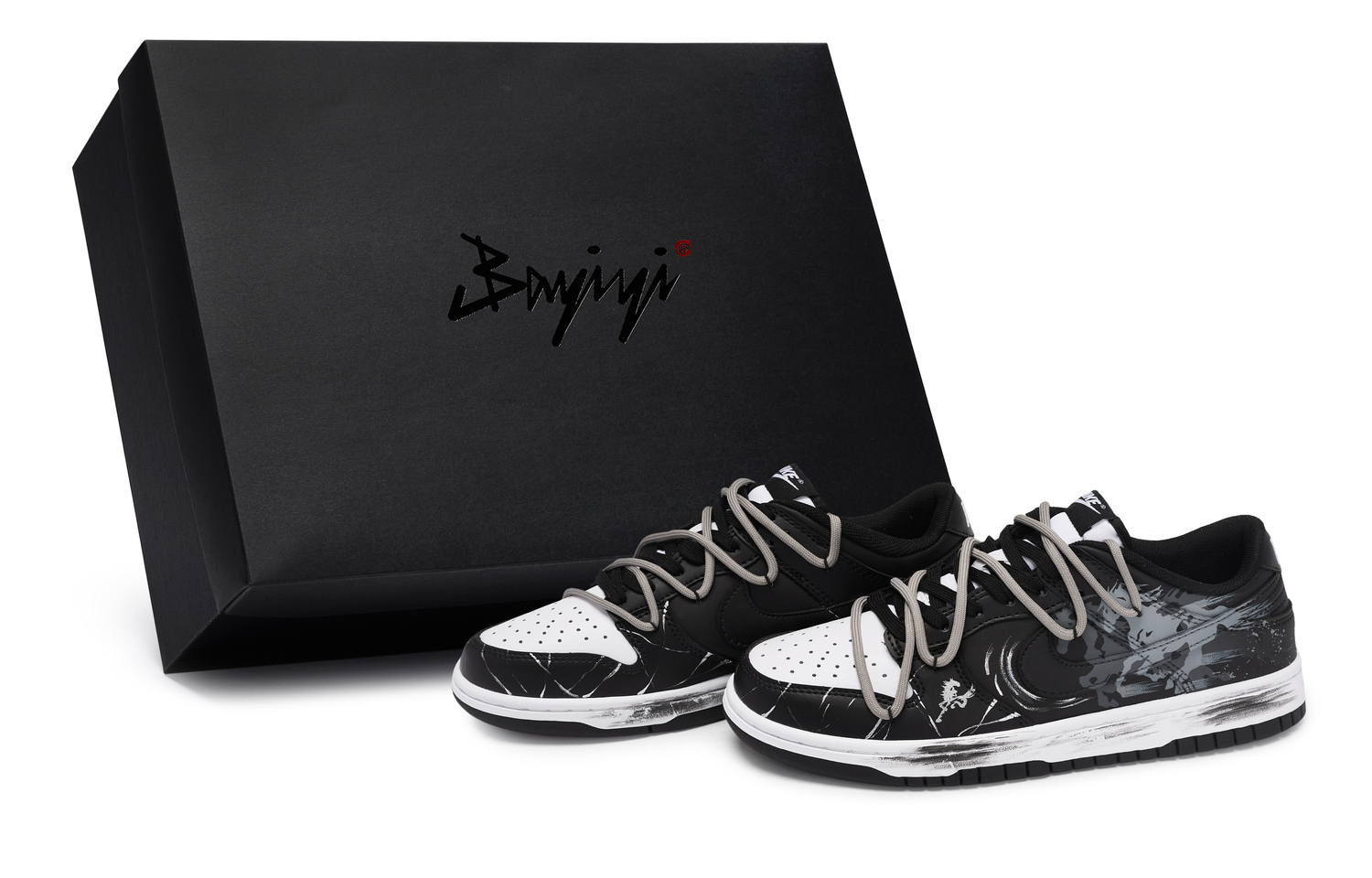 

Nike Dunk Black Slip Resistant Low top детские скейтбординг кроссовки Black White Unisex