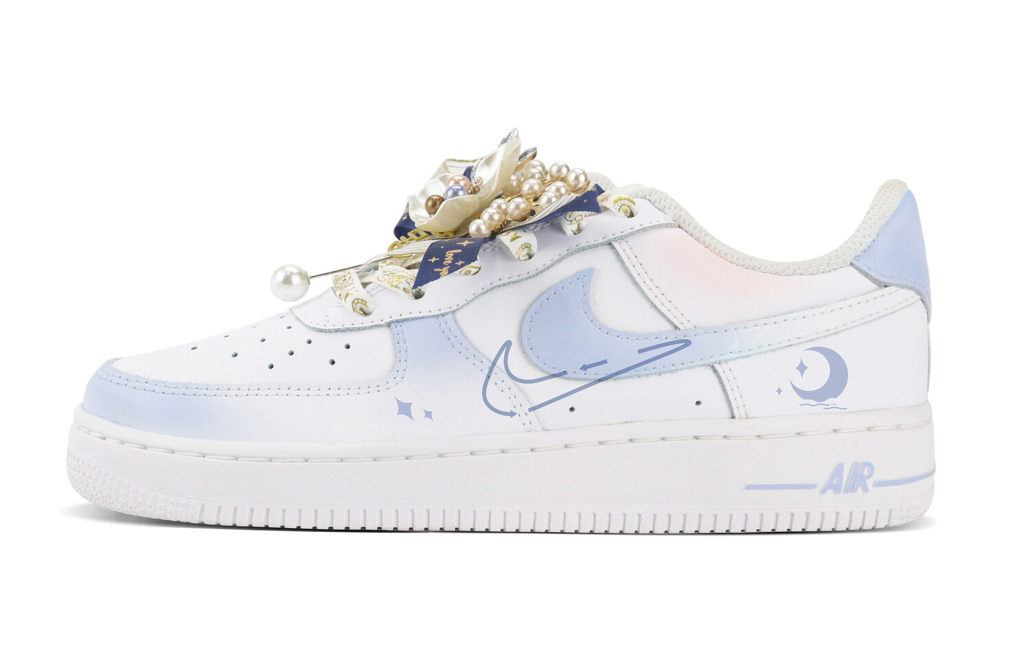 

Кроссовки для скейтбординга Air Force 1 женские, низкие, белый/синий Nike