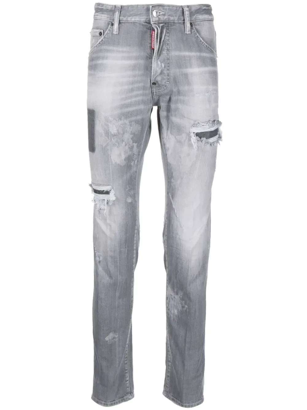 Прямые джинсы в технике пэчворк Dsquared2, серый