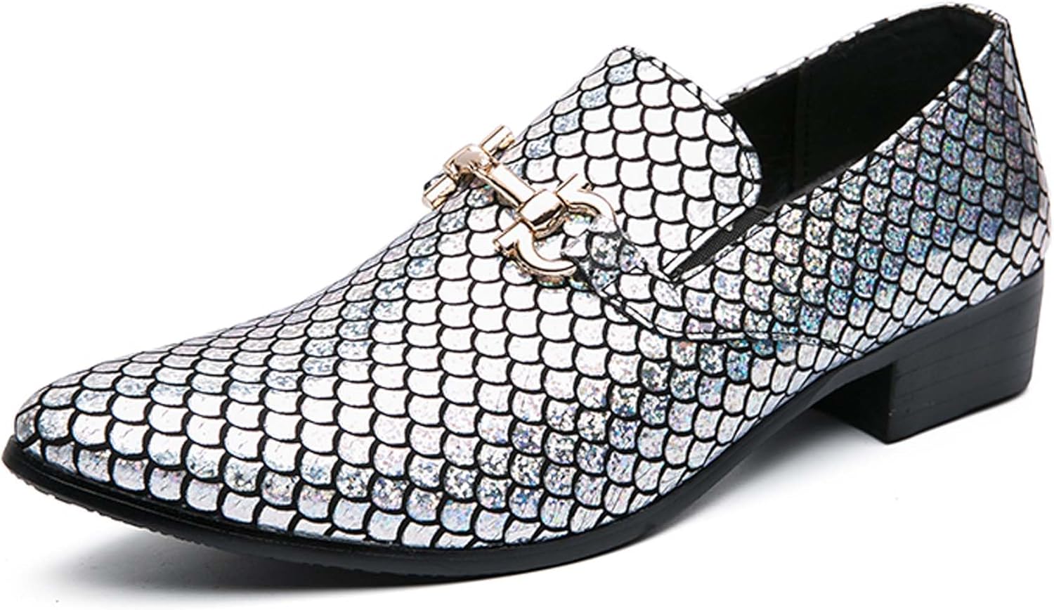 

Мужские лоферы Penny стильные заостренные блестящие деловые повседневные туфли, дышащие, удобные, для офиса, свадьбы, банкета, модного показа, униформы, костюма, кожаные туфли Generic, серебро