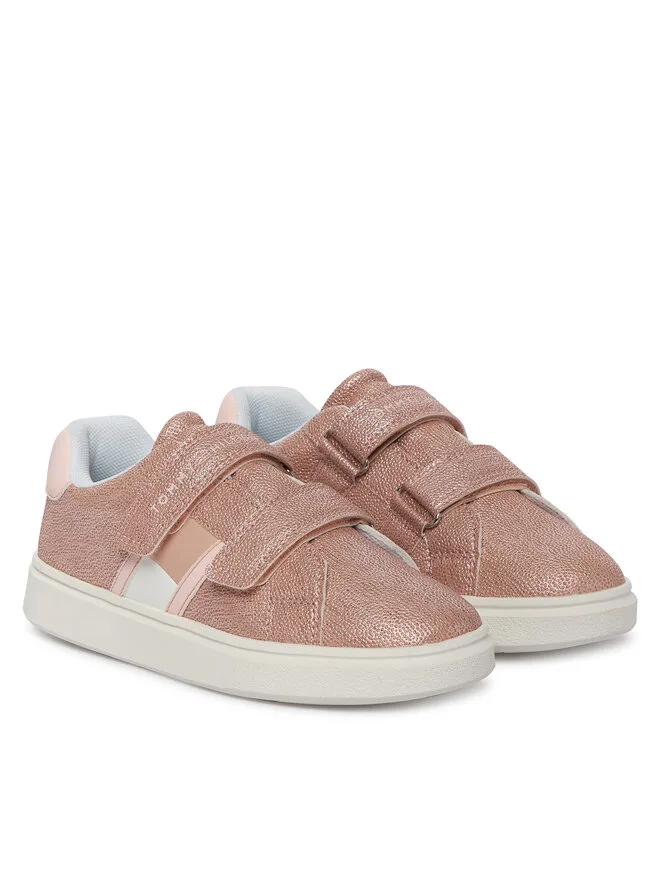 Tommy Hilfiger Кроссовки Flag Low Cut Velcro T1A9-34232-0745 S, розовые — фото 2
