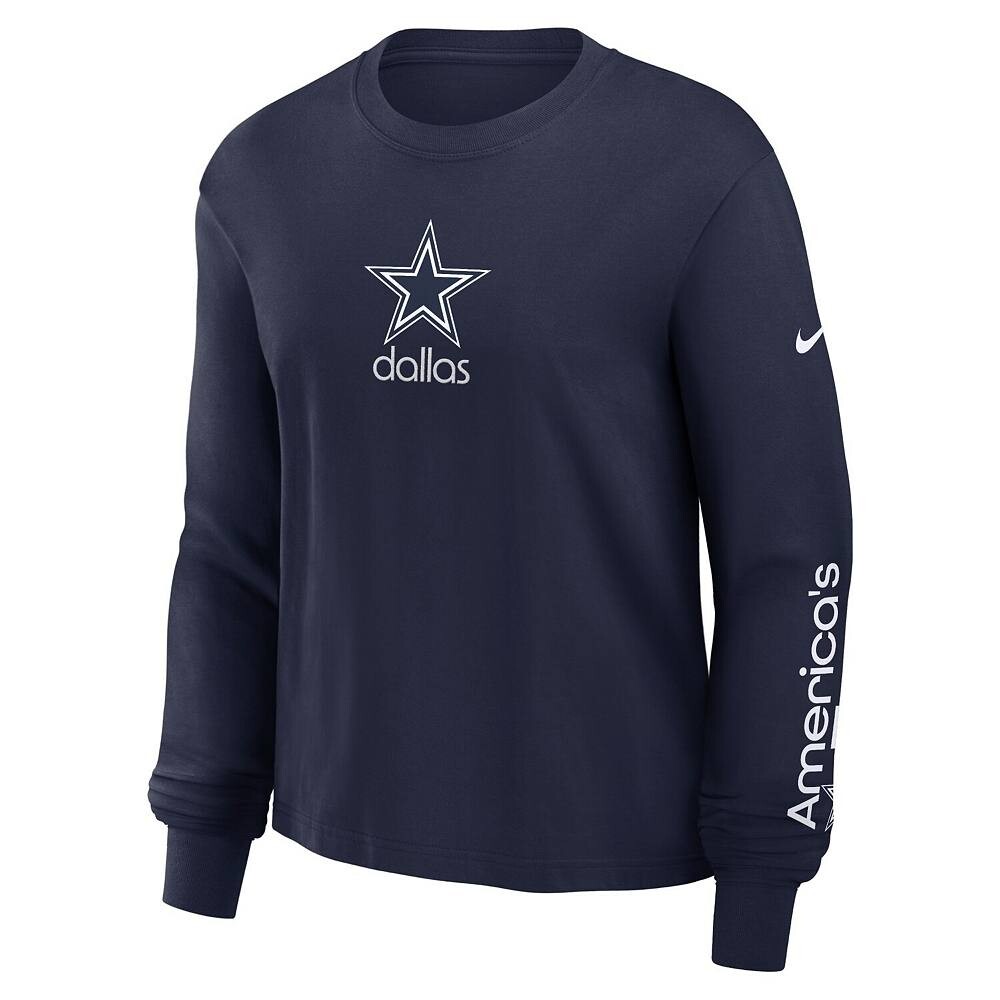Женская темно-синяя футболка свободного кроя с длинным рукавом Nike Dallas Cowboys, цвет Cow Navy — фото 3