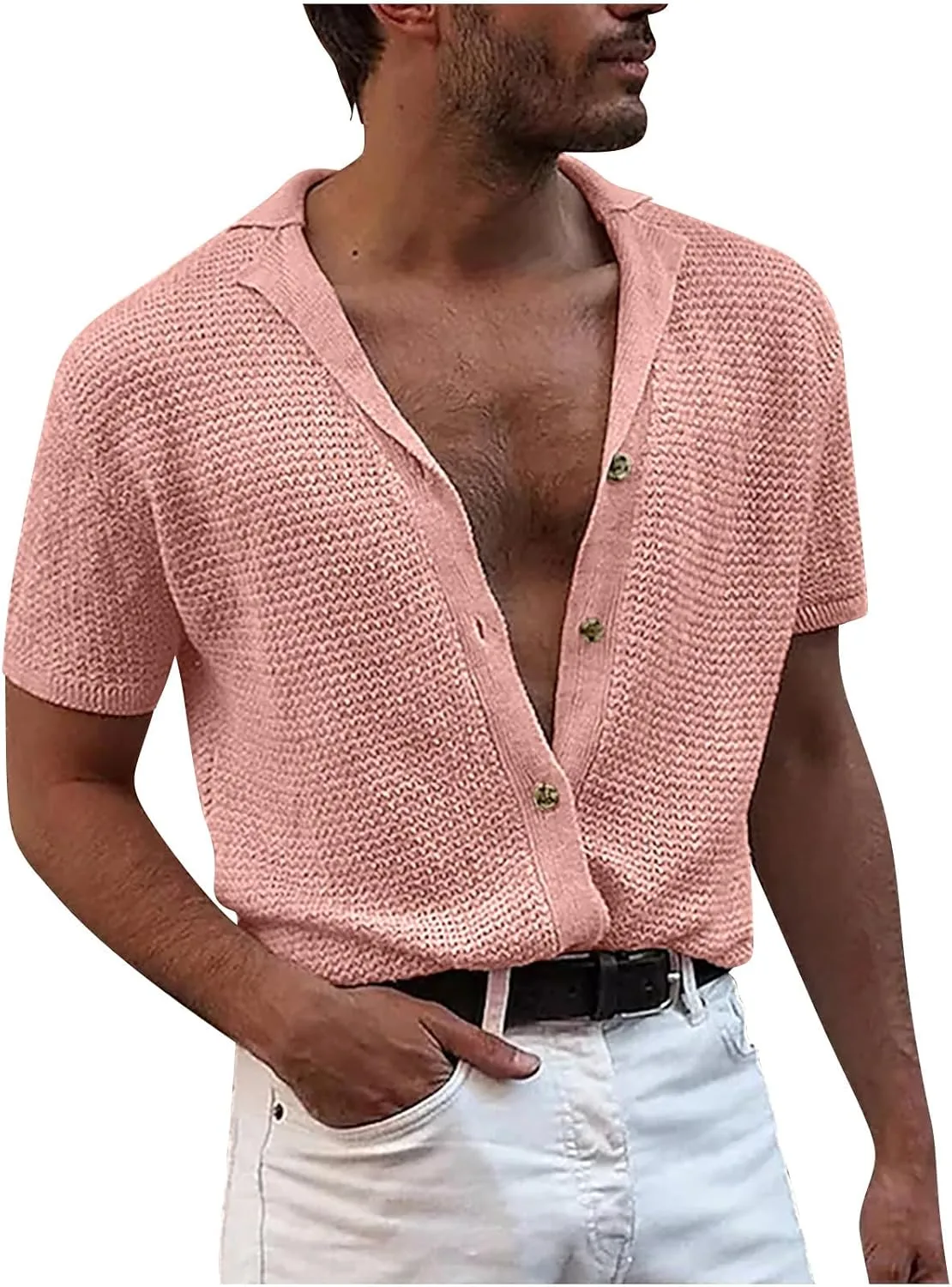 

Мужская рубашка на пуговицах casual с коротким рукавом