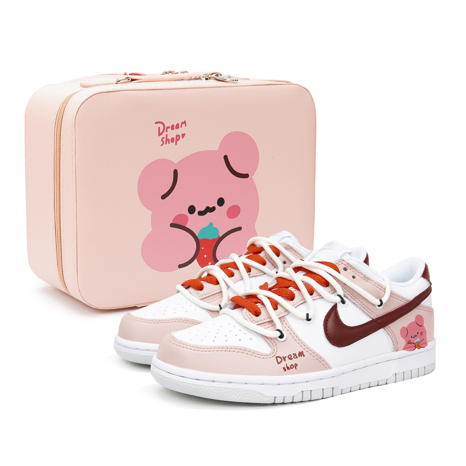 

Кроссовки Nike Dunk Skateboard Shoes Women's Low-Top Red Brown White