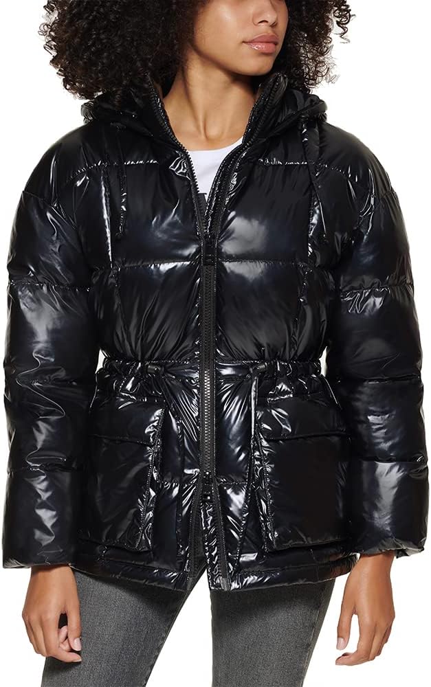 

Levi's Женская утепленная куртка Megan с капюшоном и регулируемой талией, New Polished Black