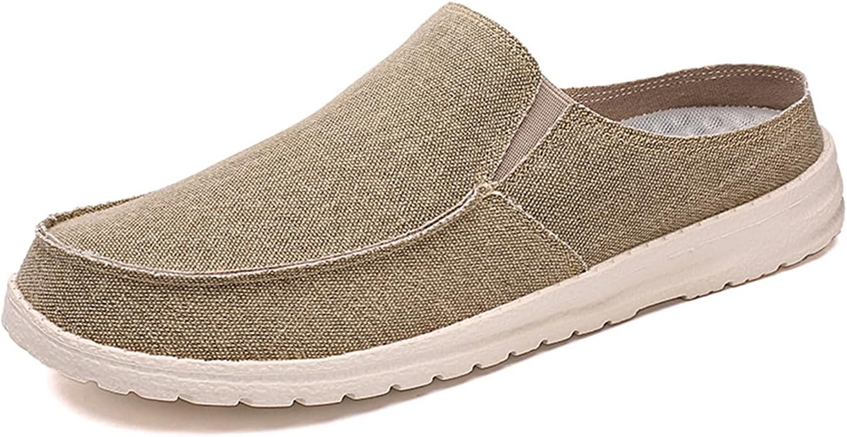 

Мужские тапочки без задника, кеды-мюли из ткани, дышащие, обувь для вождения без застежек Chiclovey, хаки