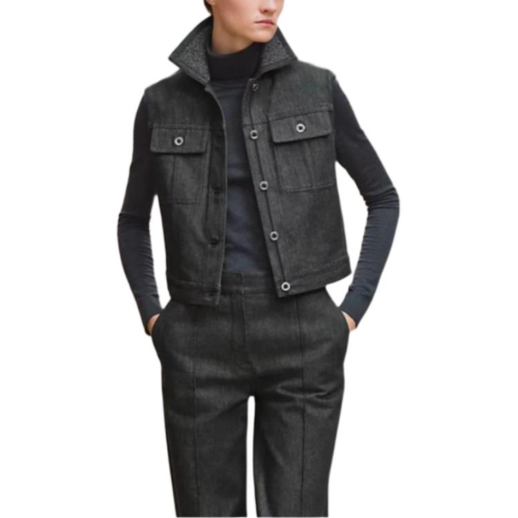 HERMES Женская жилетка угольно-серого цвета, Charcoal Gray — фото 2