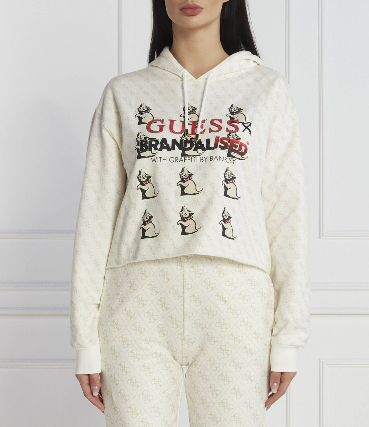

Толстовка GUESS xbrandalised LOGO KITTY Loose fit, кремовый