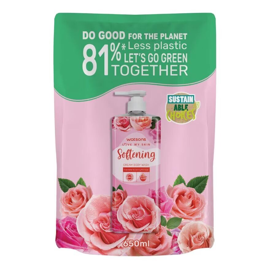 

Watsons Смягчающий крем для душа Love My Skin 650 мл (сменный блок), Pink