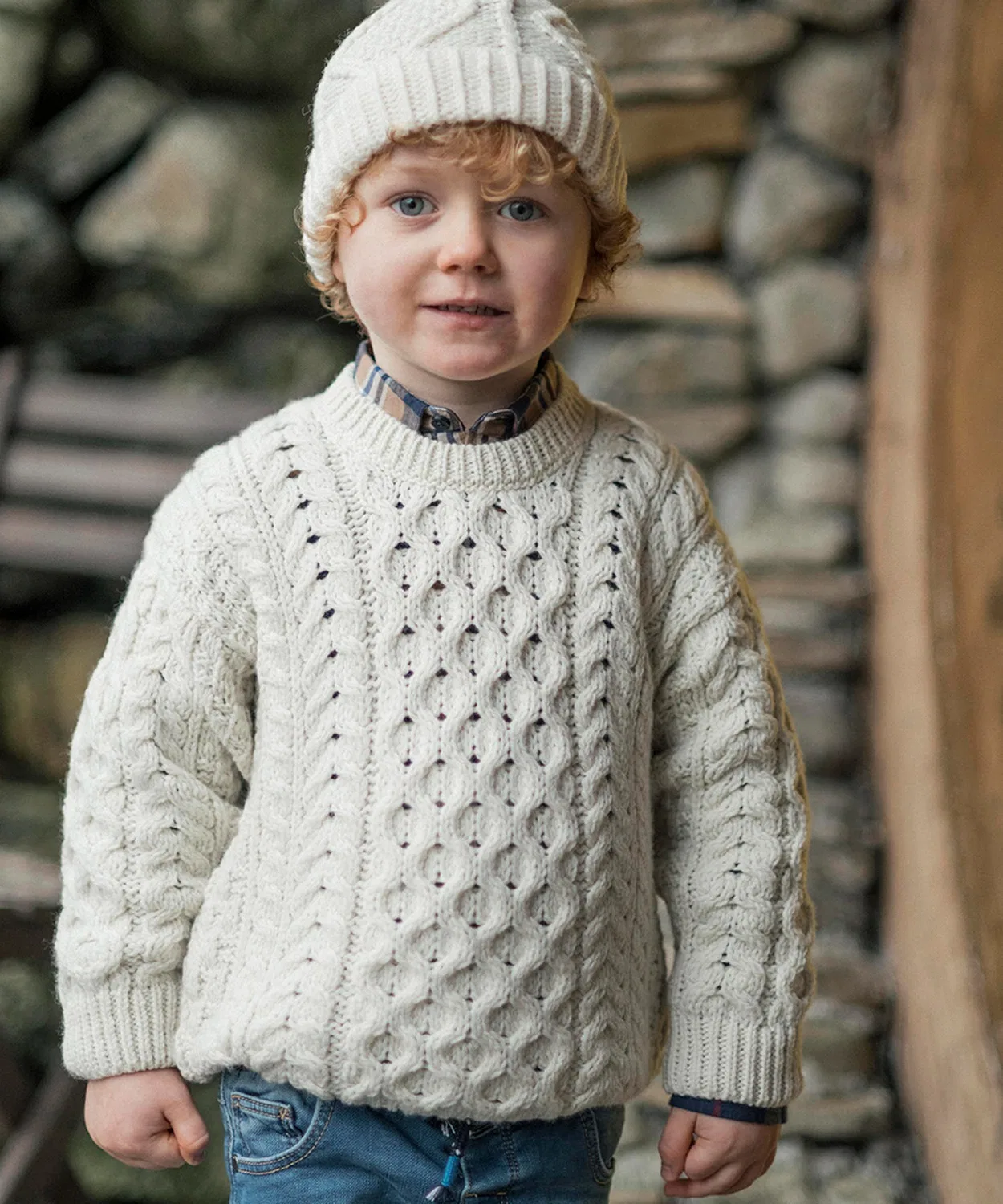 Свитер из супер-мягкой мериносовой шерсти, cable knit, бренд Aran Woolen Mills, цвет офф-вайт