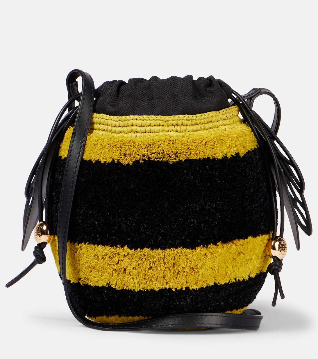 

Сумка-кроссбоди из рафии с пчелами Paula's Ibiza Loewe, Yellow/Black