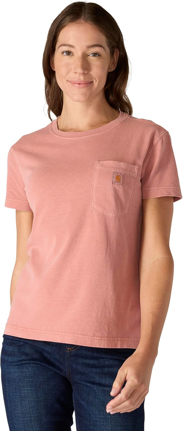 

Carhartt женская футболка с карманом, свободный крой, легкая, с коротким рукавом, окрашенная в готовом виде, Rose Tint, Розовый, Carhartt женская футболка с карманом, свободный крой, легкая, с коротким рукавом, окрашенная в готовом виде, Rose Tint