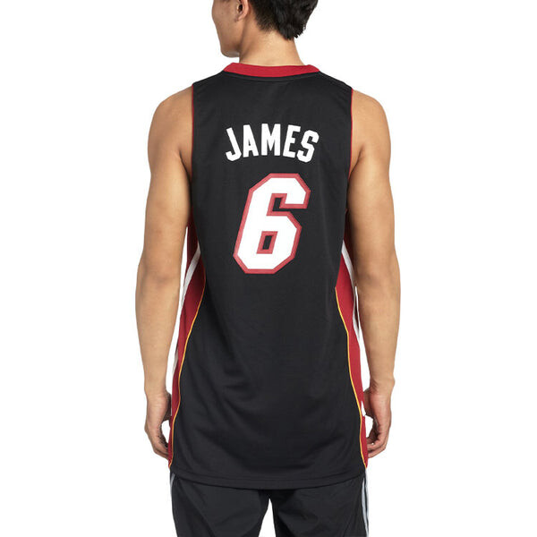 Футболка lebron james sw fan edition miami heat № 6 баскетбольный жилет Adidas, черный — фото 4